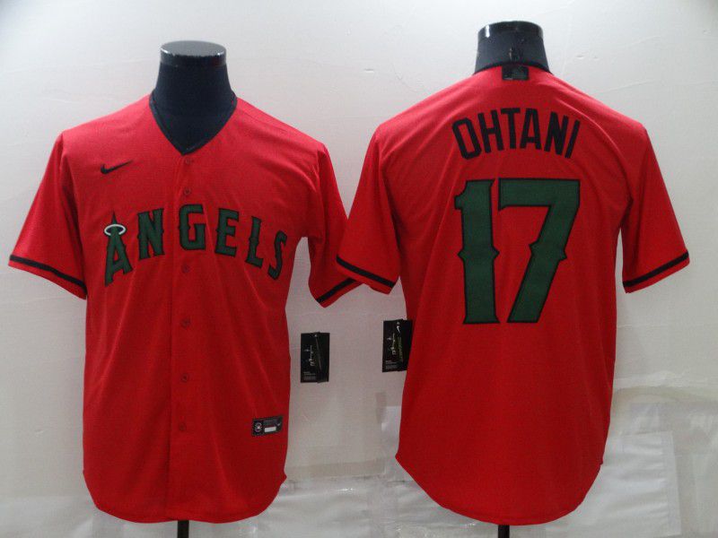 Men Los Angeles Angels 17 Ohtani Red Commemorative Edition Nike 2022 MLB Jersey
